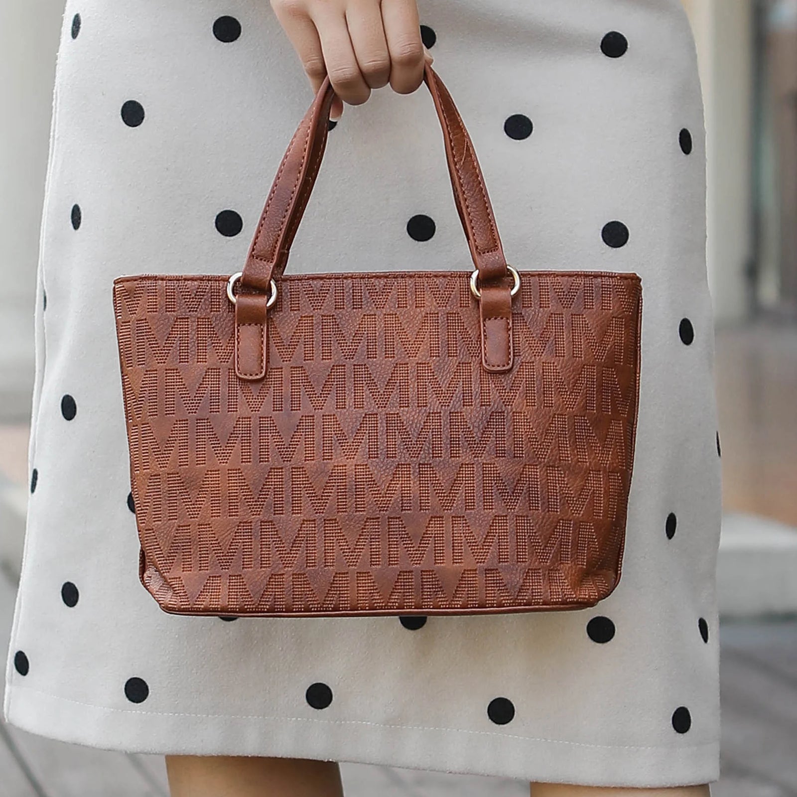 by Mia K. Marimar Women'S Tote Bag with Pouch and Wristlet, Signature 4 Piece Set - Black