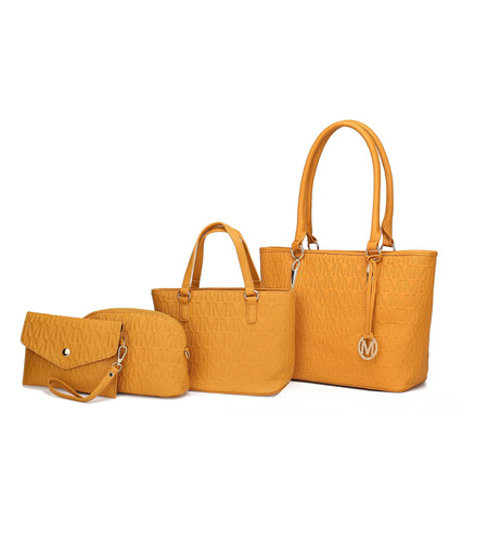 by Mia K. Marimar Women'S Tote Bag with Pouch and Wristlet, Signature 4 Piece Set - Black