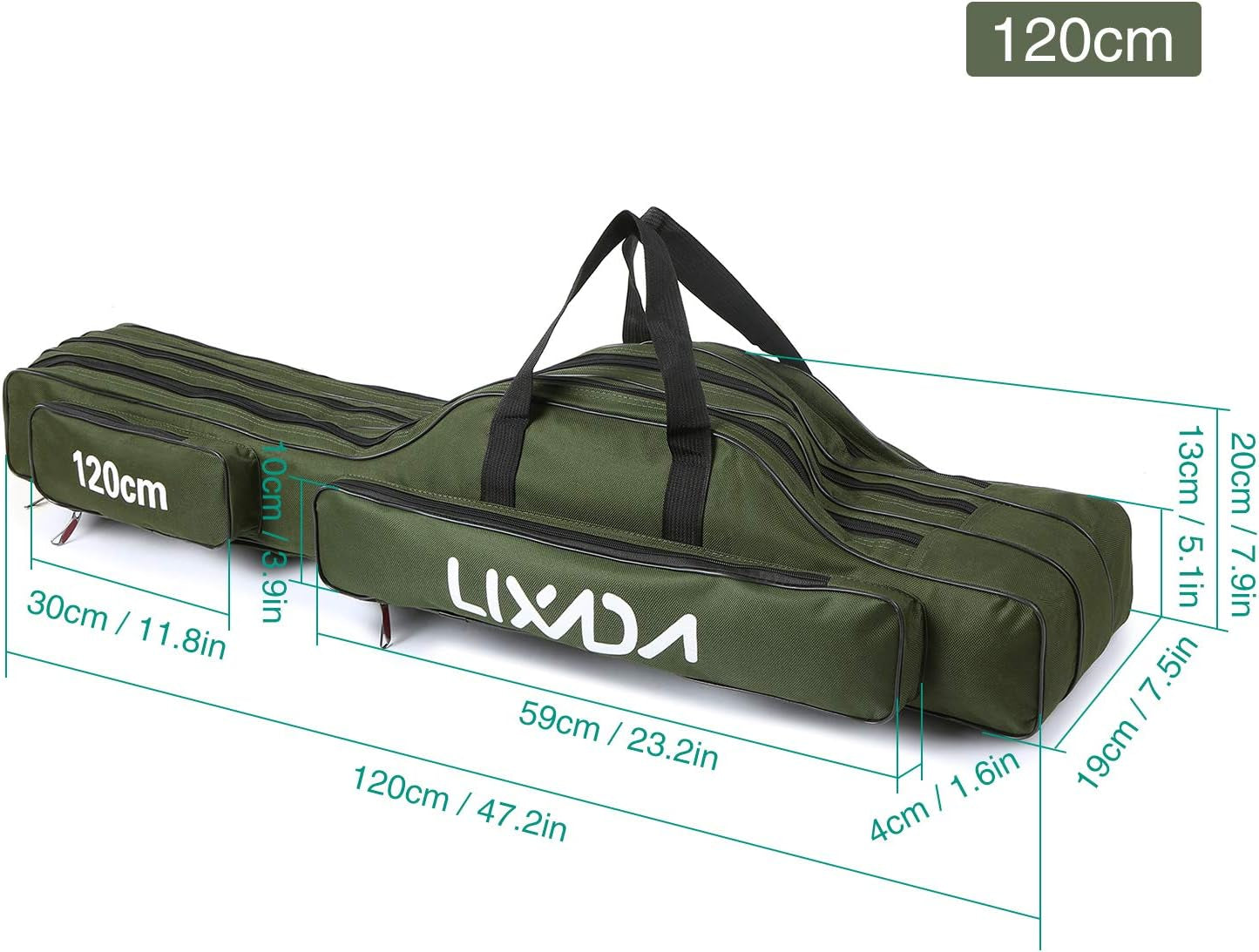 Fishing Rod Case 3 Layers Oxford Fishing Rod Bag Portable Folding Fishing Rod Carrier Case Fishing Reel Tackle Storage Travel Bags(90Cm/120Cm/150Cm)