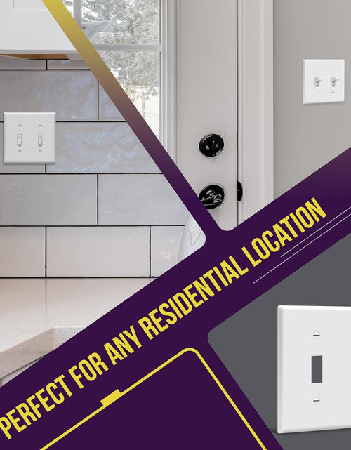Load image into Gallery viewer, Toggle Light Switch Wall Plate, Gloss Finish, Size 2-Gang 4.50" X 4.57", Double Switch Cover, Unbreakable Polycarbonate Thermoplastic, 8812-W, White
