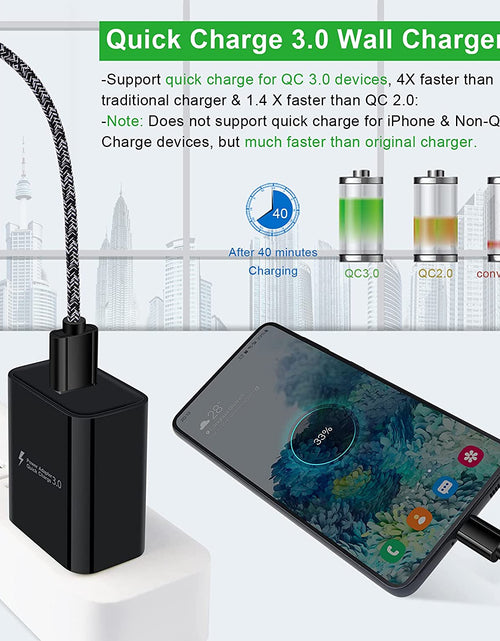 Load image into Gallery viewer, Type C Charger Fast Charger for Samsung Galaxy S23 S22 S21 S20 A53 A13 A12 A32 A52 A51,LG Stylo 6 5,Moto G Pure/G Power/G Stylus/G Play,Quick Charge 3.0 Car Charger Wall Adapter +3FT 6FT USB C Cable
