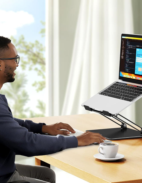 Load image into Gallery viewer, LS10 Aluminum Laptop Stand, Ergonomic Adjustable Notebook Riser Holder Computer Stand Compatible with Air, Pro, Dell, HP, Lenovo More 10-14" Laptops, Black
