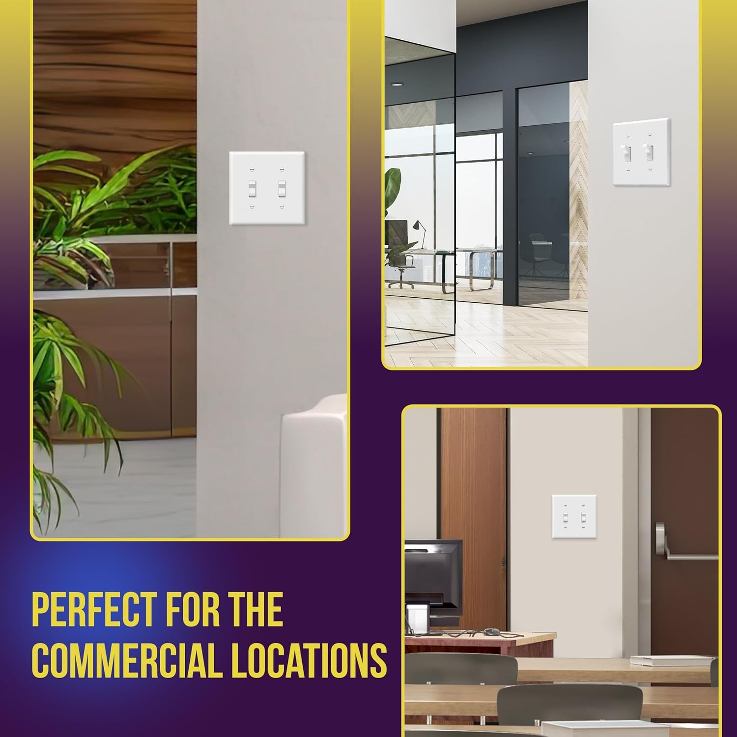 Toggle Light Switch Wall Plate, Gloss Finish, Size 2-Gang 4.50" X 4.57", Double Switch Cover, Unbreakable Polycarbonate Thermoplastic, 8812-W, White