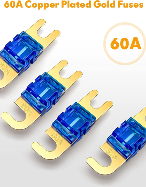 Load image into Gallery viewer, 4 Way Mini ANL Fuse Holder, Copper 0/2/4 Gauge to 4/6/8 Gauge 60 Amp Fuse Distribution Block for Car Truck Boat Audio Stereo Amplifier
