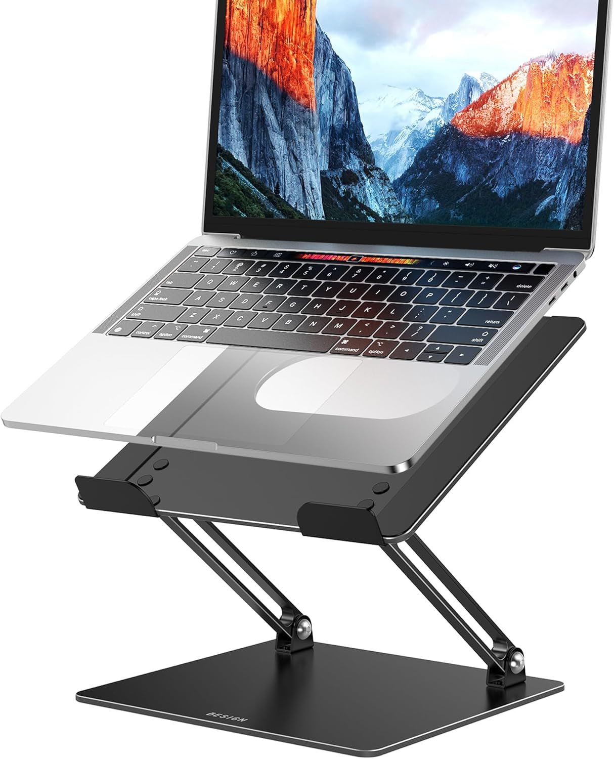 LS10 Aluminum Laptop Stand, Ergonomic Adjustable Notebook Riser Holder Computer Stand Compatible with Air, Pro, Dell, HP, Lenovo More 10-14" Laptops, Black