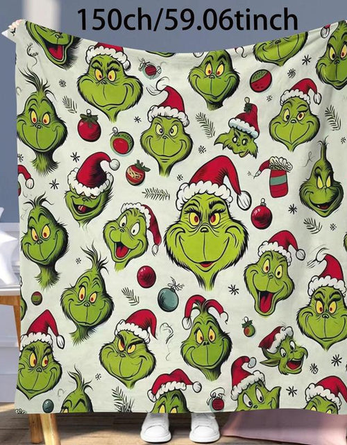 Load image into Gallery viewer, Grinch Pattern Throw Blanket
