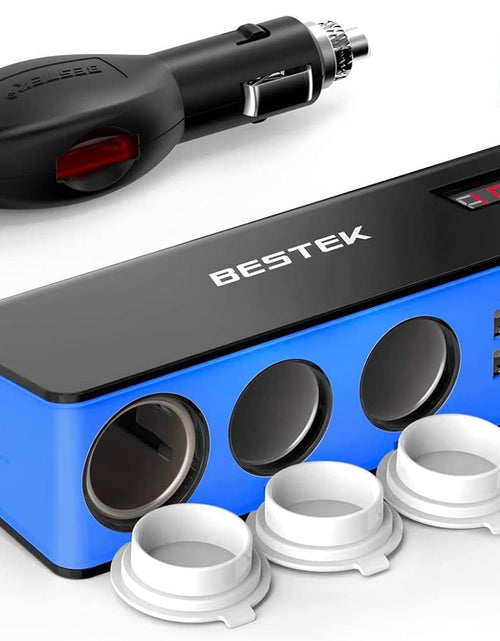 Load image into Gallery viewer, 3-Socket Cigarette Lighter Adapter, 12V/24V 200W DC Cigarette Outlet Car Charger Splitter with 4-USB Ports Car Power Adapter for GPS, Dashcam, Low Voltage Protection with Replace Fuse
