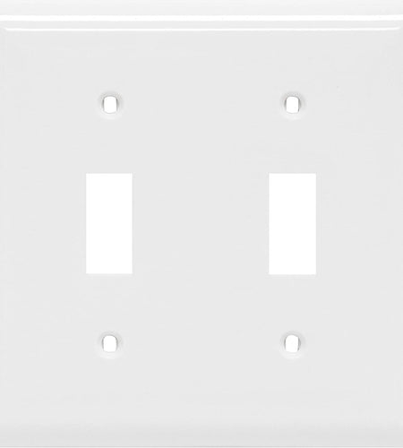 Double Oversized Wall Plate Cover, 2 Gang, Unbreakable Faceplate, X 4.9”, Screws Included, White, 44756 Toggle Switch Wallplate, 1 Pack