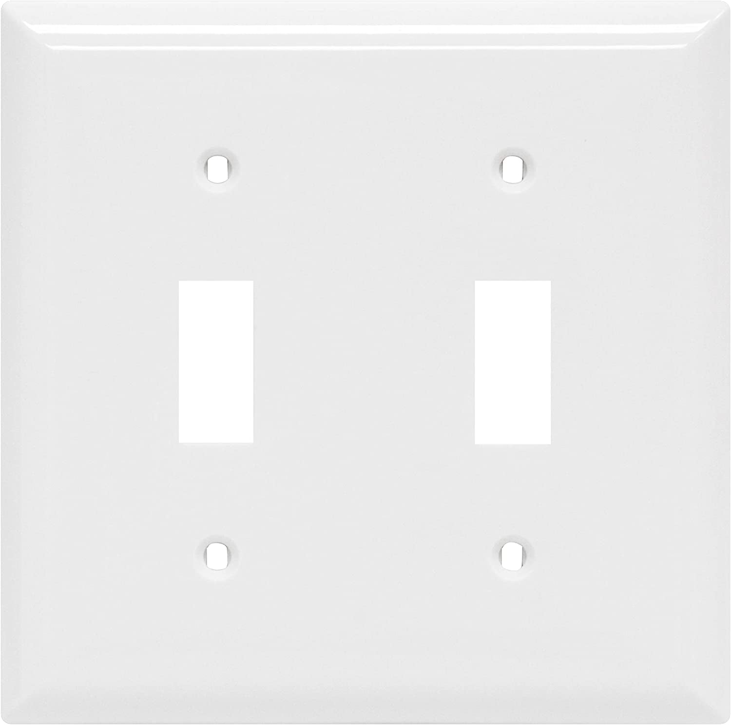 Double Oversized Wall Plate Cover, 2 Gang, Unbreakable Faceplate, X 4.9”, Screws Included, White, 44756 Toggle Switch Wallplate, 1 Pack
