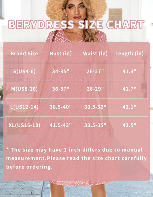Load image into Gallery viewer, Women'S Casual Summer Tiered Midi Dress Short Sleeve V-Neck Loose Cotton Ruffle Babydoll Dress Boho Sundress

