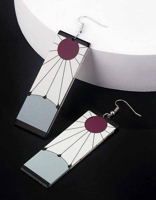 Load image into Gallery viewer, Anime Kamado Tanjiro Hanafuda Earrings - Kimetsu No Yaiba Hanafuda Earrings - Cosplay Accessories for Womens Girls
