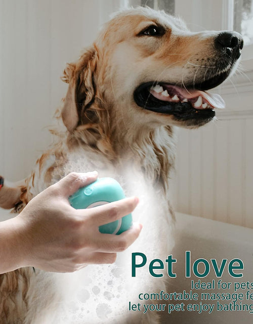 Load image into Gallery viewer, Dog Bath Brush, Pet Massage Brush Shampoo Dispenser, Soft Silicone Brush Rubber Bristle for Dogs and Cats Shower Grooming (Blue)
