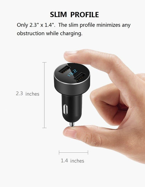Load image into Gallery viewer, Dual USB Car Charger, 4.8A Output, 12/24 Volt USB Adapter Plug for Cigarette Lighter Voltage Meter, Compatible with Iphone,Ipad, Samsung Galaxy, LG, Google, Black
