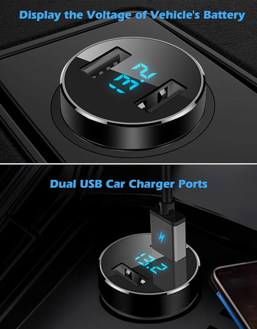 Load image into Gallery viewer, Dual USB Car Charger, 4.8A Output, 12/24 Volt USB Adapter Plug for Cigarette Lighter Voltage Meter, Compatible with Iphone,Ipad, Samsung Galaxy, LG, Google, Black

