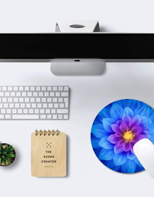Load image into Gallery viewer, Mouse Pad, Blue Watercolor Lotus Flower round Mouse Pad, Non-Slip Rubber Base Mousepad for Laptop Computer, Personalized Small Mousepad with Designs for Women, 7.9 X 7.9 Inch
