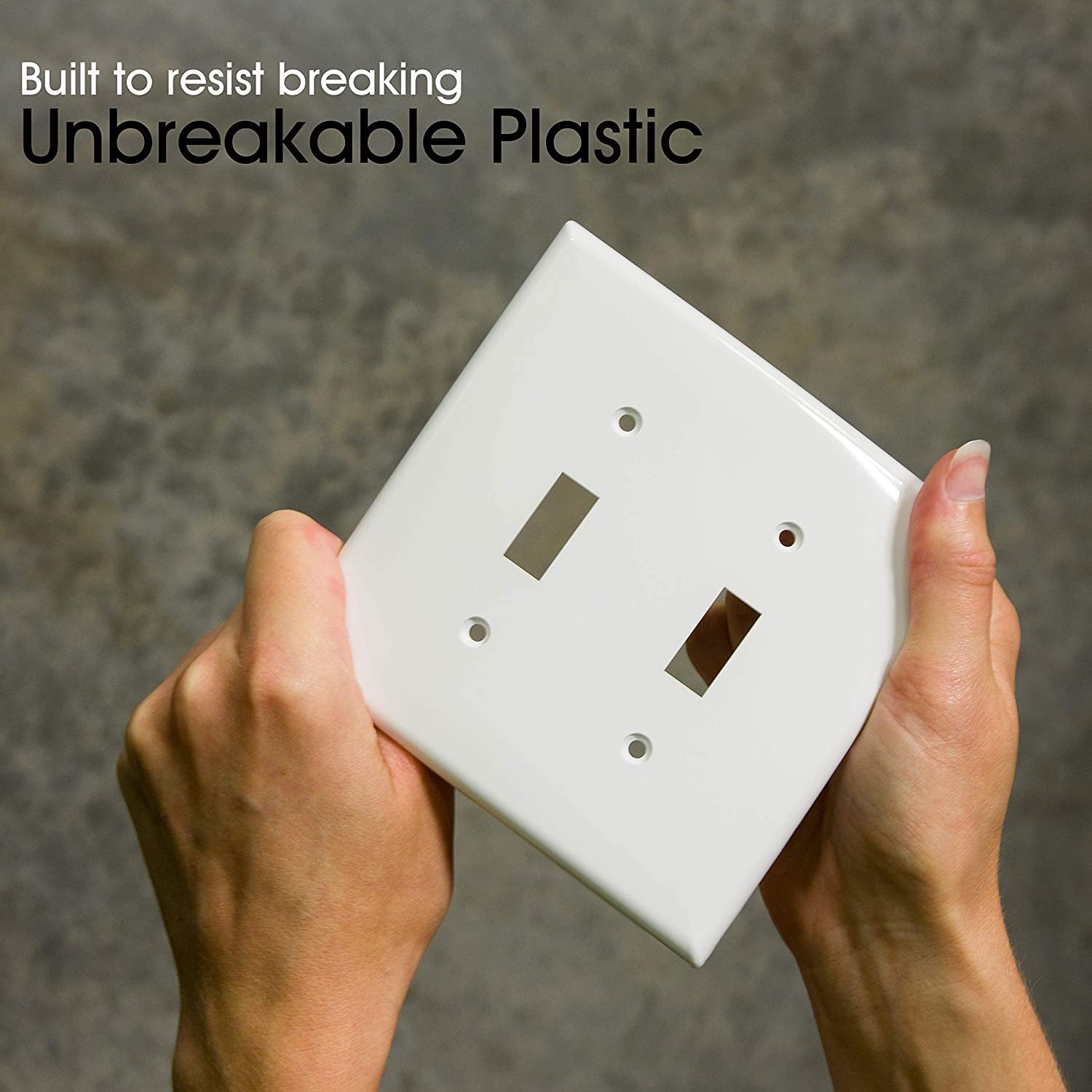 Double Oversized Wall Plate Cover, 2 Gang, Unbreakable Faceplate, X 4.9”, Screws Included, White, 44756 Toggle Switch Wallplate, 1 Pack