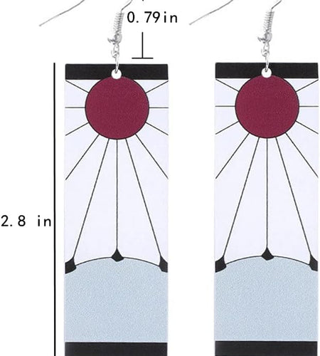 Anime Kamado Tanjiro Hanafuda Earrings - Kimetsu No Yaiba Hanafuda Earrings - Cosplay Accessories for Womens Girls
