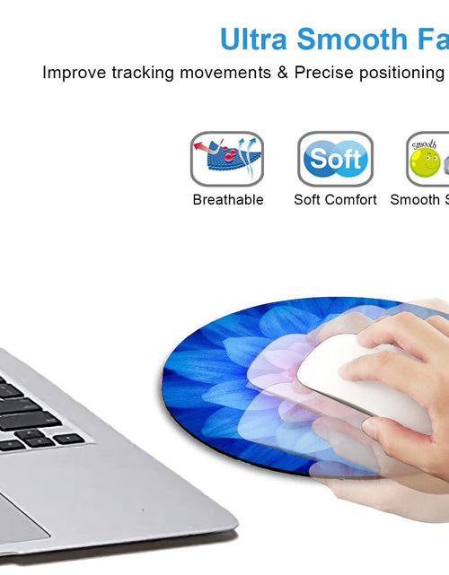 Load image into Gallery viewer, Mouse Pad, Blue Watercolor Lotus Flower round Mouse Pad, Non-Slip Rubber Base Mousepad for Laptop Computer, Personalized Small Mousepad with Designs for Women, 7.9 X 7.9 Inch
