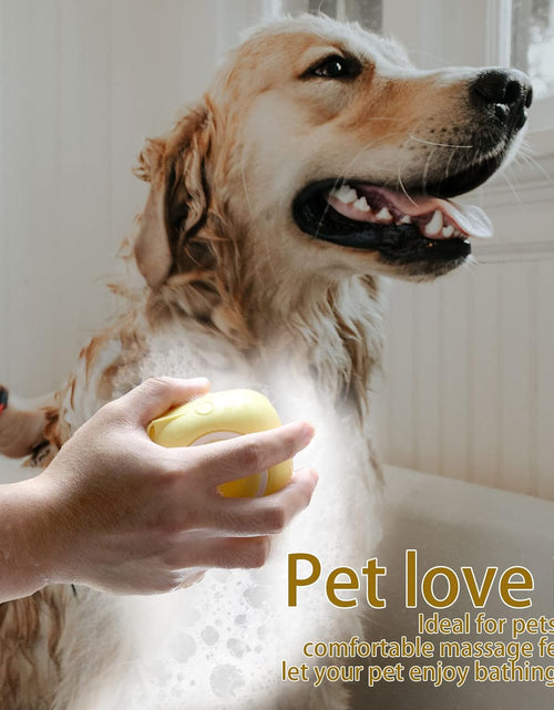 Load image into Gallery viewer, Dog Bath Brush, Pet Massage Brush Shampoo Dispenser, Soft Silicone Brush Rubber Bristle for Dogs and Cats Shower Grooming (Yellow)
