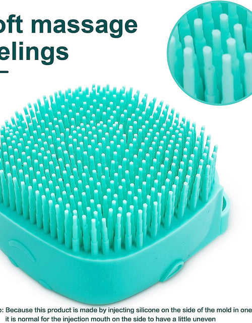 Load image into Gallery viewer, Dog Bath Brush, Pet Massage Brush Shampoo Dispenser, Soft Silicone Brush Rubber Bristle for Dogs and Cats Shower Grooming (Blue)
