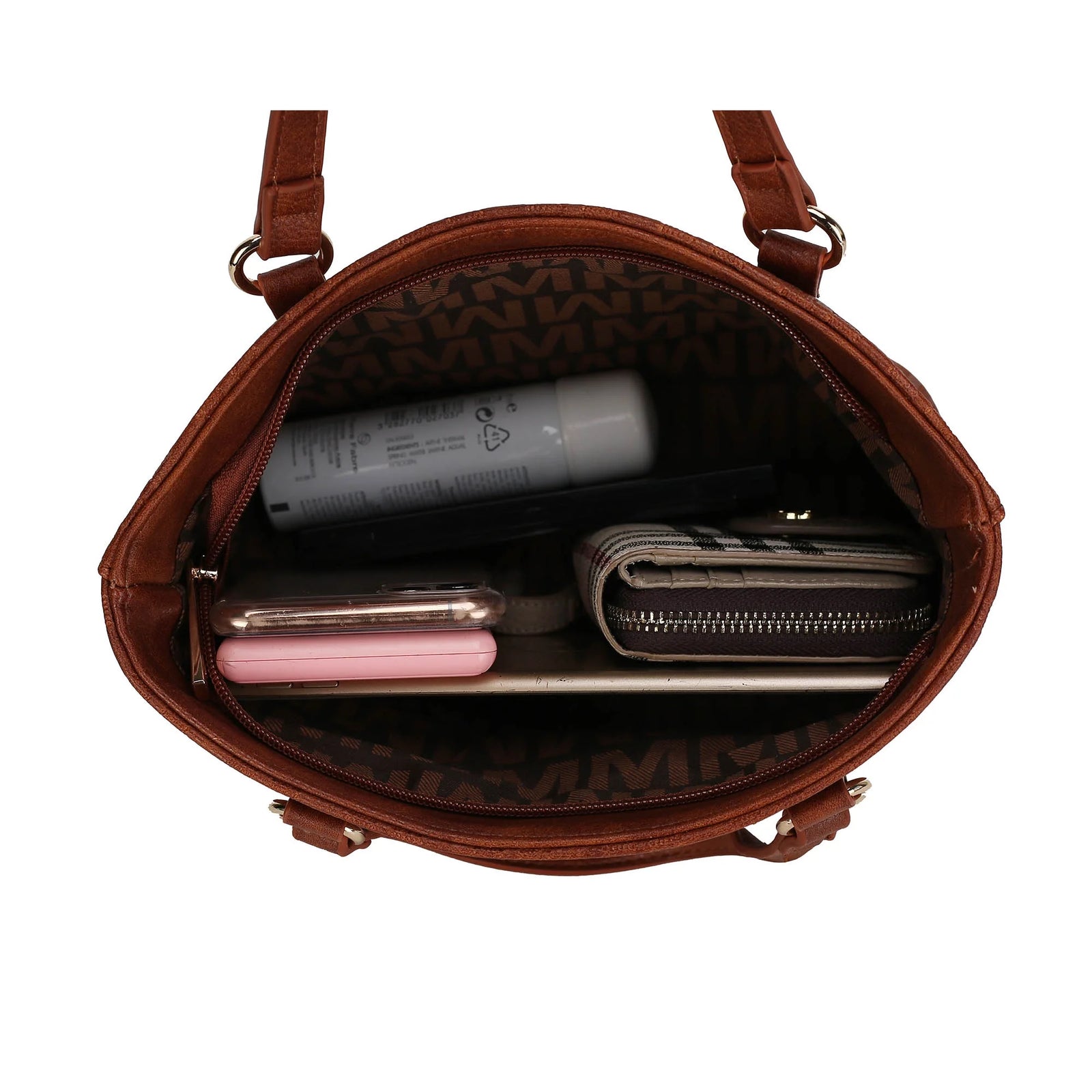 by Mia K. Marimar Women'S Tote Bag with Pouch and Wristlet, Signature 4 Piece Set - Black