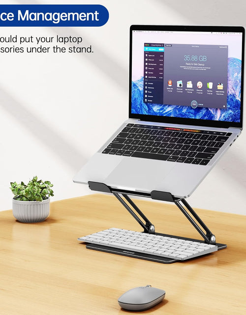 Load image into Gallery viewer, LS10 Aluminum Laptop Stand, Ergonomic Adjustable Notebook Riser Holder Computer Stand Compatible with Air, Pro, Dell, HP, Lenovo More 10-14" Laptops, Black
