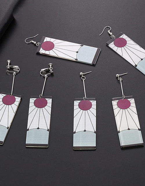 Load image into Gallery viewer, Anime Kamado Tanjiro Hanafuda Earrings - Kimetsu No Yaiba Hanafuda Earrings - Cosplay Accessories for Womens Girls
