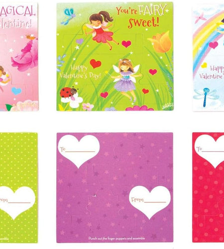Fairy Princess Finger Puppets 28 Card Valentine Exchange Box for Kids