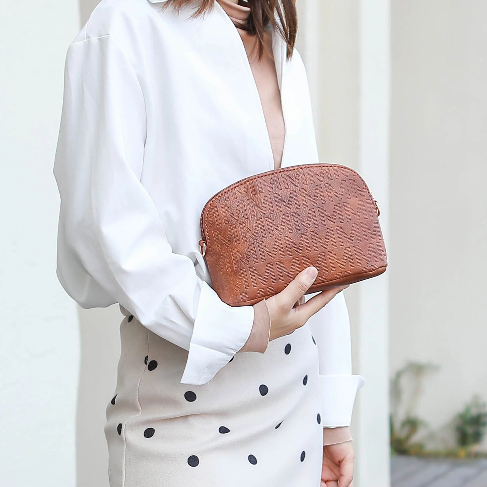 by Mia K. Marimar Women'S Tote Bag with Pouch and Wristlet, Signature 4 Piece Set - Black