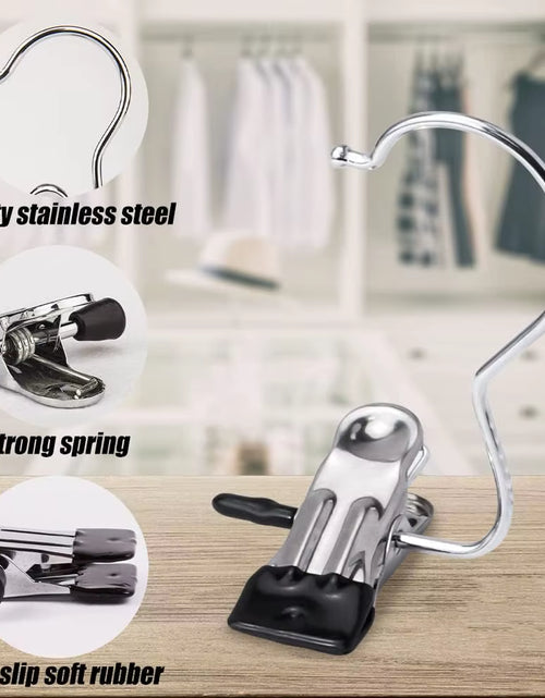Load image into Gallery viewer, SpaceSaver 360° Rotating Boot Hanger – Portable &amp; Space-Saving Stainless Steel Clip for Closet &amp; Travel
