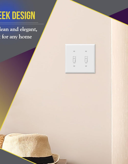 Load image into Gallery viewer, Toggle Light Switch Wall Plate, Gloss Finish, Size 2-Gang 4.50" X 4.57", Double Switch Cover, Unbreakable Polycarbonate Thermoplastic, 8812-W, White
