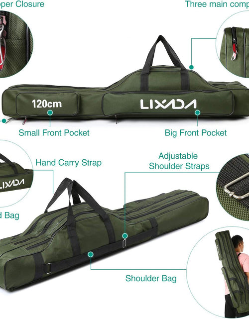 Load image into Gallery viewer, Fishing Rod Case 3 Layers Oxford Fishing Rod Bag Portable Folding Fishing Rod Carrier Case Fishing Reel Tackle Storage Travel Bags(90Cm/120Cm/150Cm)
