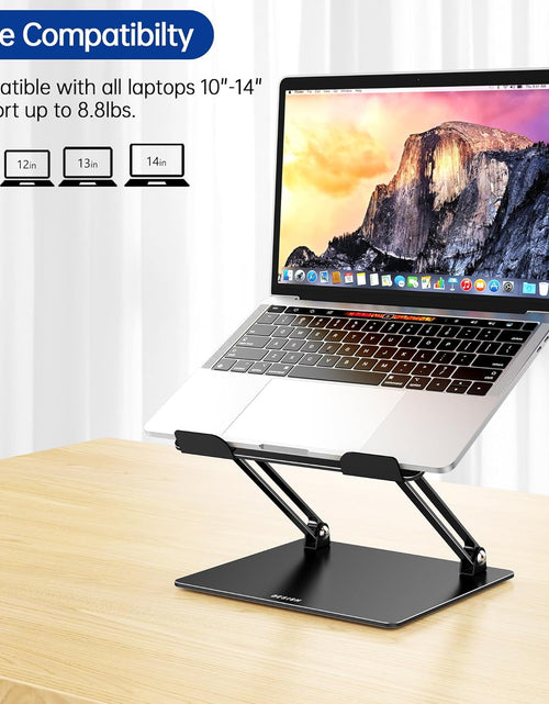 Load image into Gallery viewer, LS10 Aluminum Laptop Stand, Ergonomic Adjustable Notebook Riser Holder Computer Stand Compatible with Air, Pro, Dell, HP, Lenovo More 10-14" Laptops, Black
