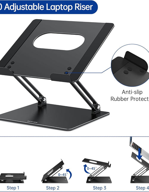 Load image into Gallery viewer, LS10 Aluminum Laptop Stand, Ergonomic Adjustable Notebook Riser Holder Computer Stand Compatible with Air, Pro, Dell, HP, Lenovo More 10-14" Laptops, Black
