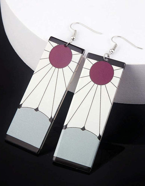 Load image into Gallery viewer, Anime Kamado Tanjiro Hanafuda Earrings - Kimetsu No Yaiba Hanafuda Earrings - Cosplay Accessories for Womens Girls
