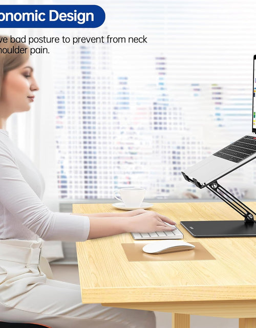 Load image into Gallery viewer, LS10 Aluminum Laptop Stand, Ergonomic Adjustable Notebook Riser Holder Computer Stand Compatible with Air, Pro, Dell, HP, Lenovo More 10-14" Laptops, Black
