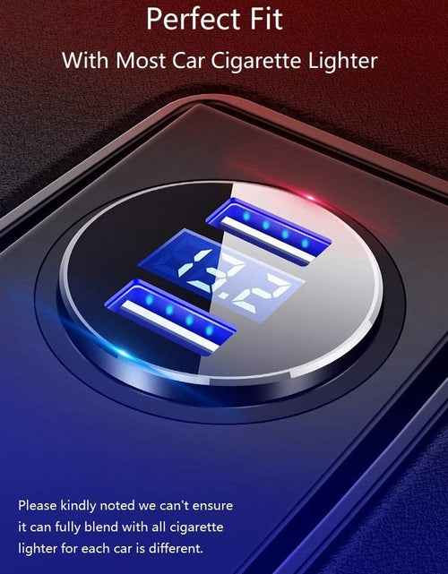 Load image into Gallery viewer, Dual USB Car Charger, 4.8A Output, 12/24 Volt USB Adapter Plug for Cigarette Lighter Voltage Meter, Compatible with Iphone,Ipad, Samsung Galaxy, LG, Google, Black
