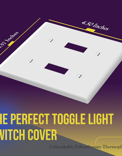 Load image into Gallery viewer, Toggle Light Switch Wall Plate, Gloss Finish, Size 2-Gang 4.50" X 4.57", Double Switch Cover, Unbreakable Polycarbonate Thermoplastic, 8812-W, White
